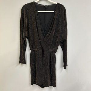 Express Black & Metallic Gold Romper